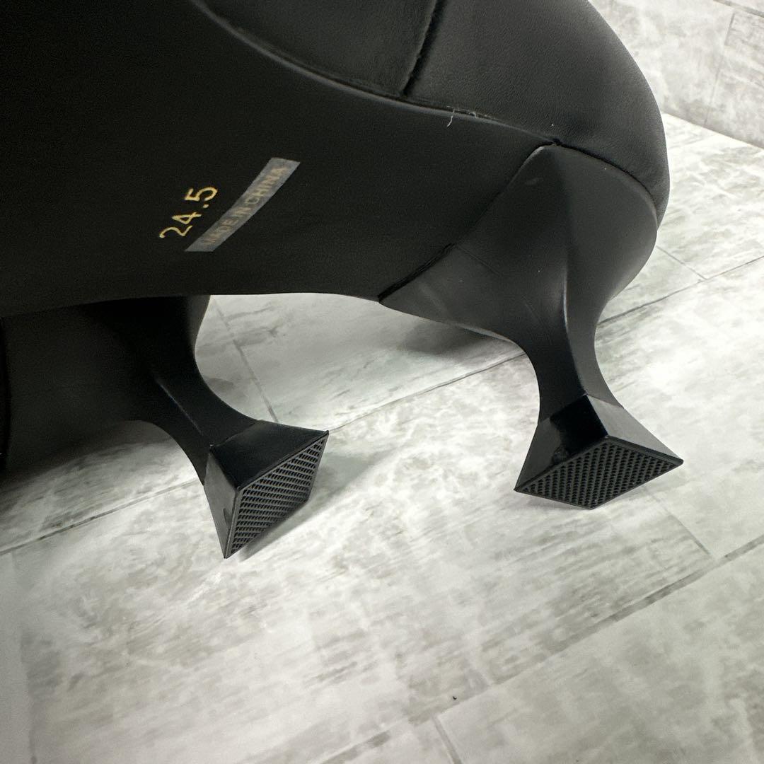 極美品　EVOL　ブラック　レザー　ポインテッドトゥ　24.5ｃｍ　王道