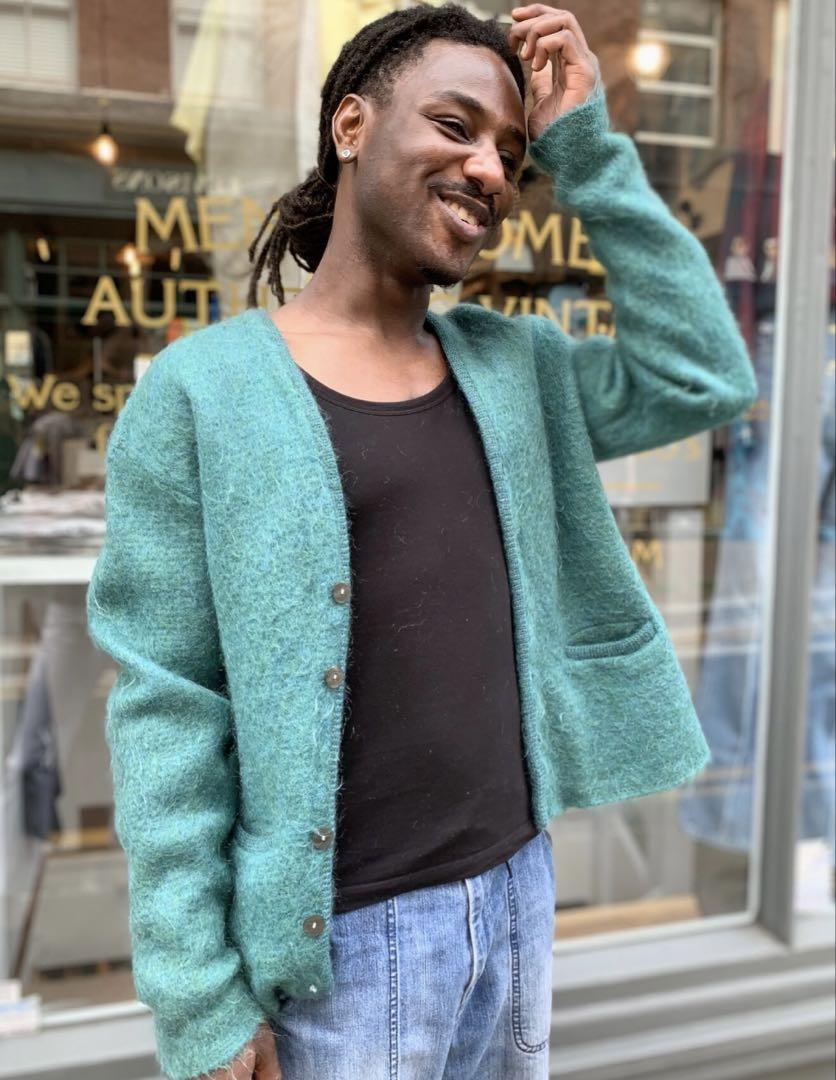 supreme 15fw heather cardigan teal M - メルカリ