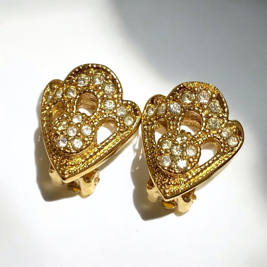 クリスチャンディオール　イヤリング　ラインストーン　両耳　ゴールド　ヴィンテージ