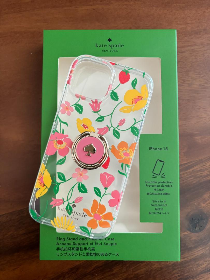 新品★ケイトスペード iphone15 ケース ストロベリーガーデン