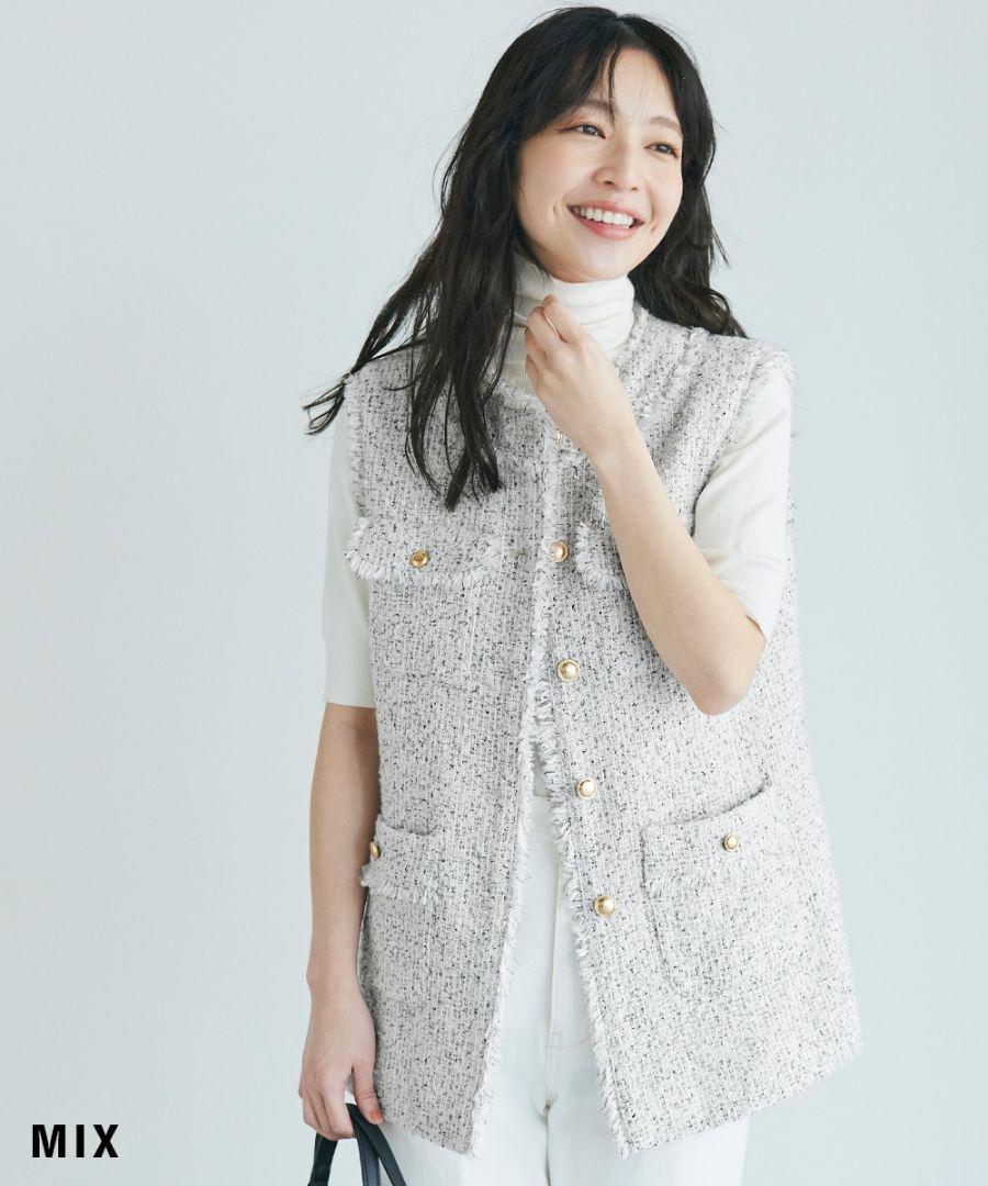 ミックス ツイードジレ ベスト ジレ ノースリーブ ベースメント