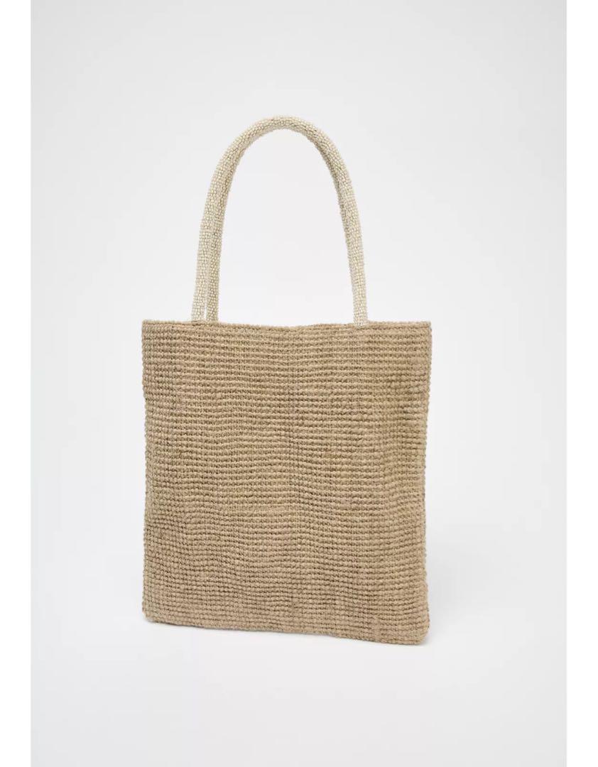完売品 ZARA トートバッグ ビーズ付きジュート風 新品タグ付き