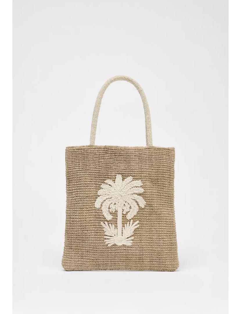 完売品 ZARA トートバッグ ビーズ付きジュート風 新品タグ付き