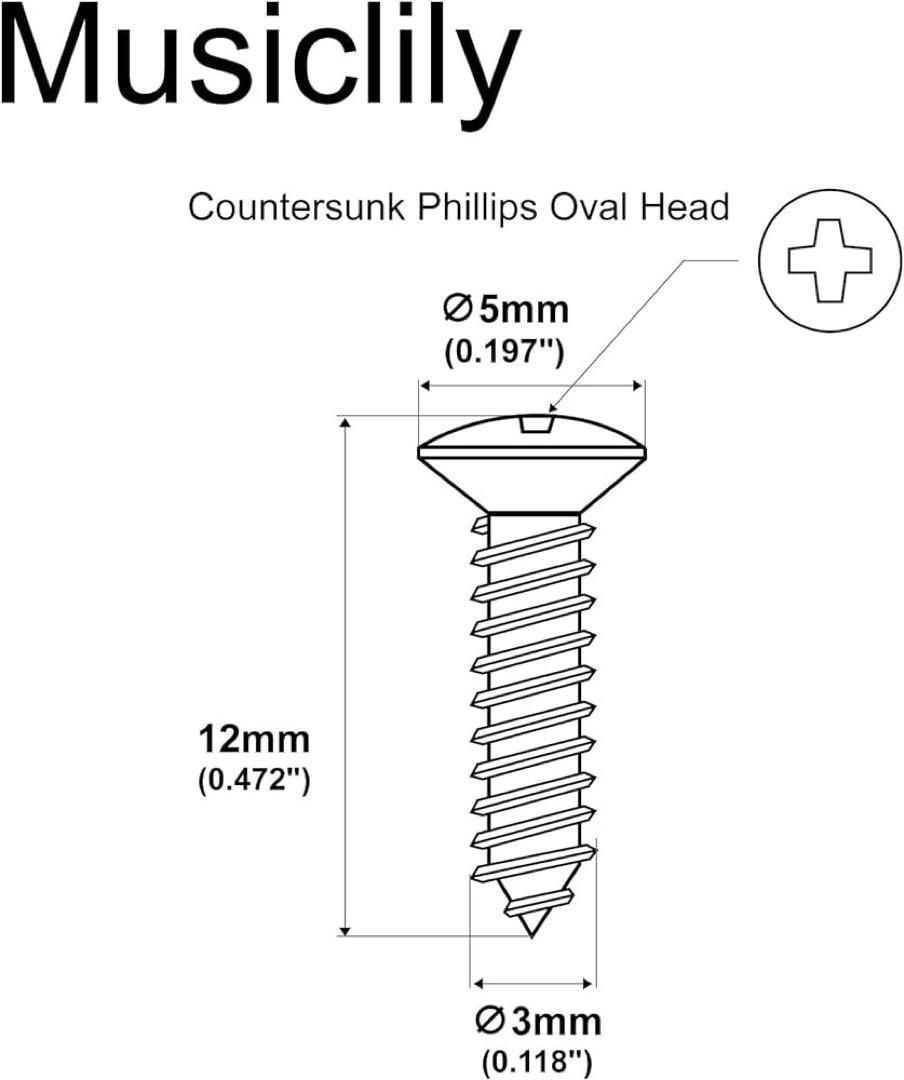 ステンレス製ピックガード用ビス3x12mm ギター