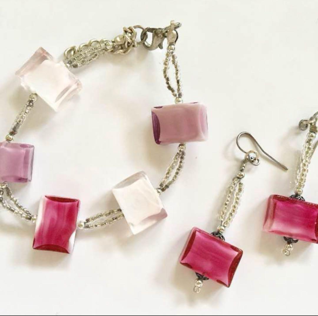 ヴェネツィアングラス☆ブレスレット＆ピアス 未使用品