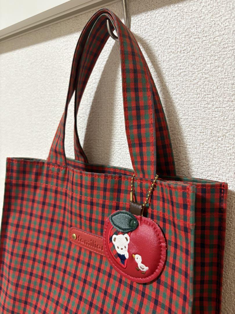 ファミリア　トートバッグ　チェック