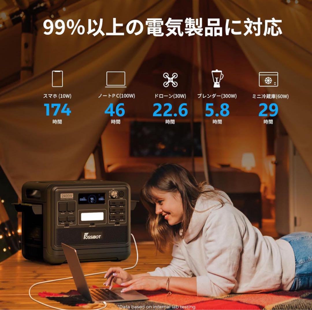 本日セール！ポータブル電源 超大容量 2400W  高出力 2000W