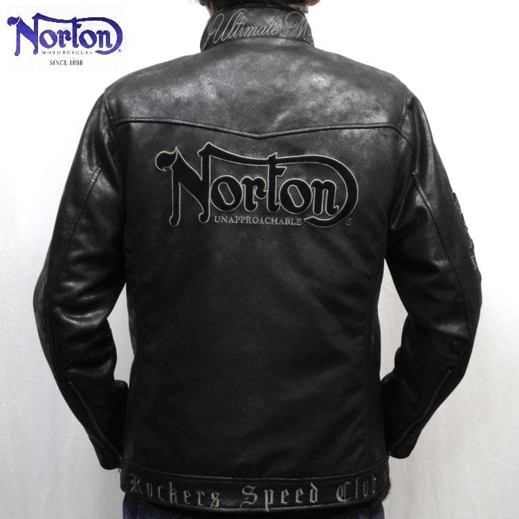 ノートン ライナーベスト付フェイクレザーライダース 253N1702 黒 MM Norton