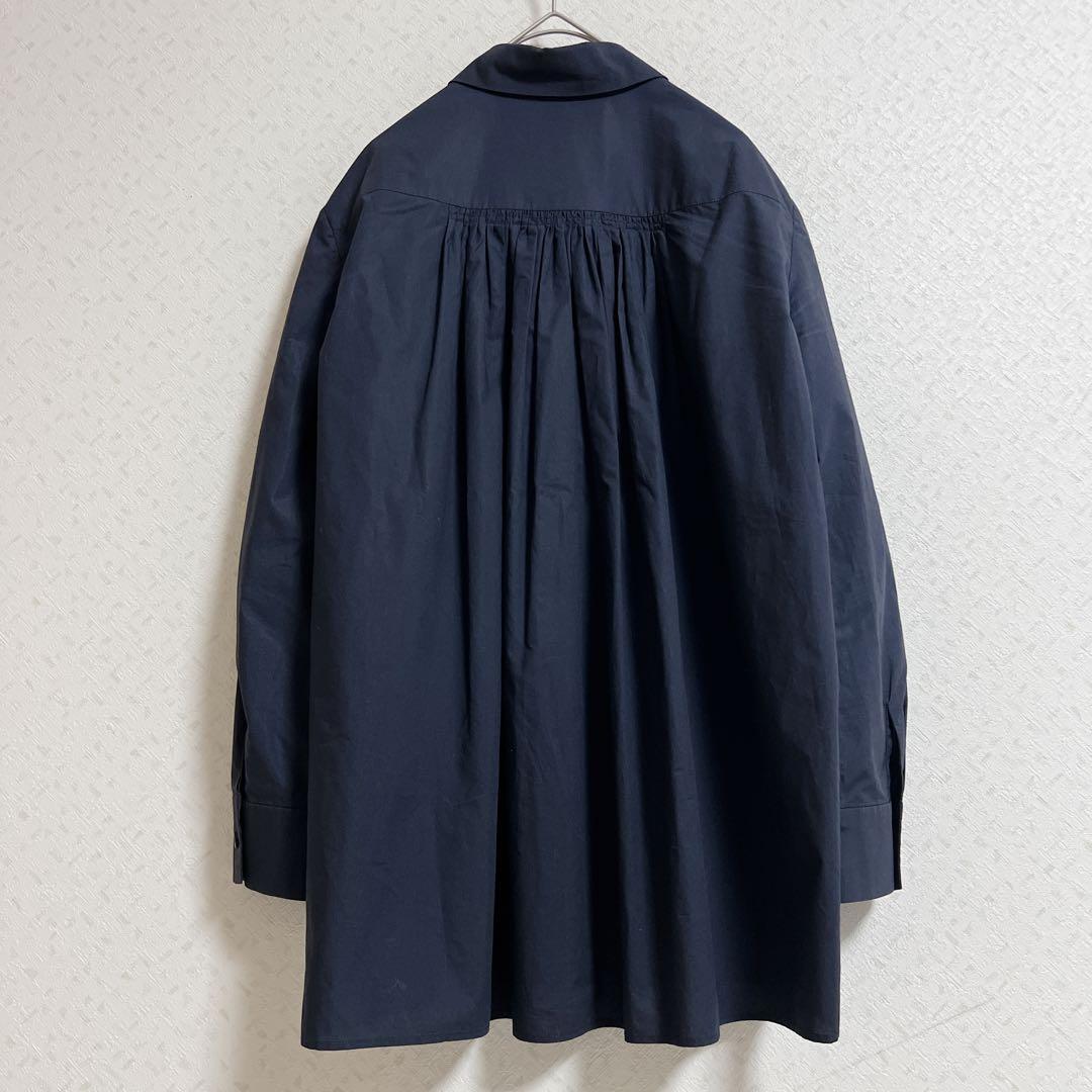 ザロウ バッグギャザー ブラウス シャツ ネイビー コットン USA製 M 画像1