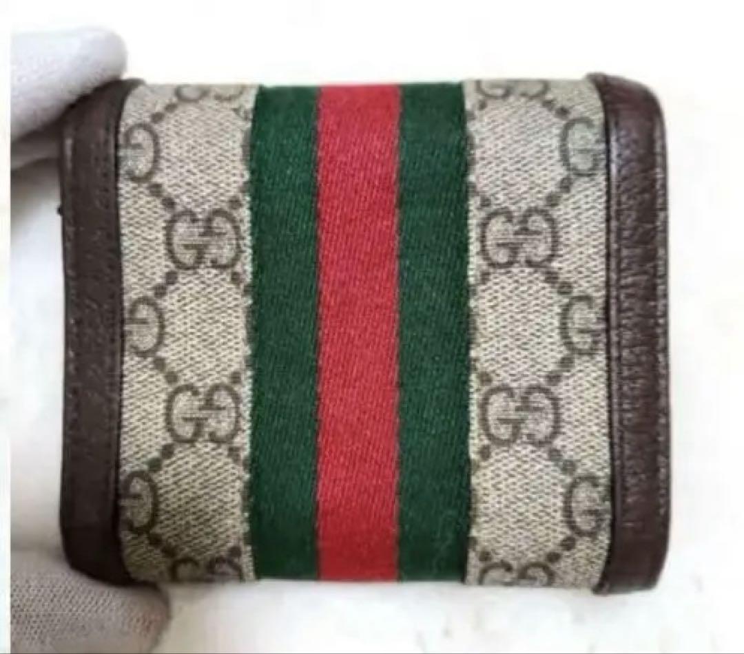 GUCCI 三つ折り財布 ブラウン/グリーン GUCCI 三つ折り財布 ベージュ/ブラウン/グリーン/レッド