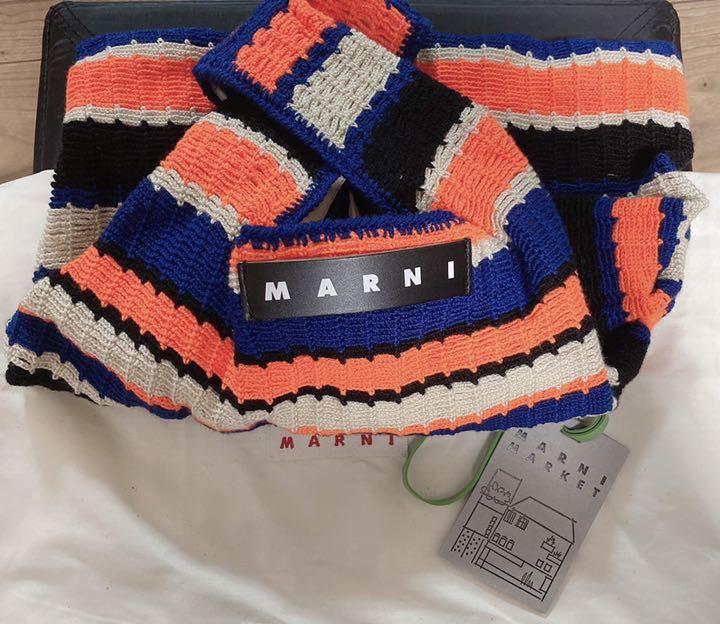 安い豊富な 新品 マルニ マーケット ショッピングバッグ ストライプモチーフ クロシェ itWnY-m99348051477 100%新品安い