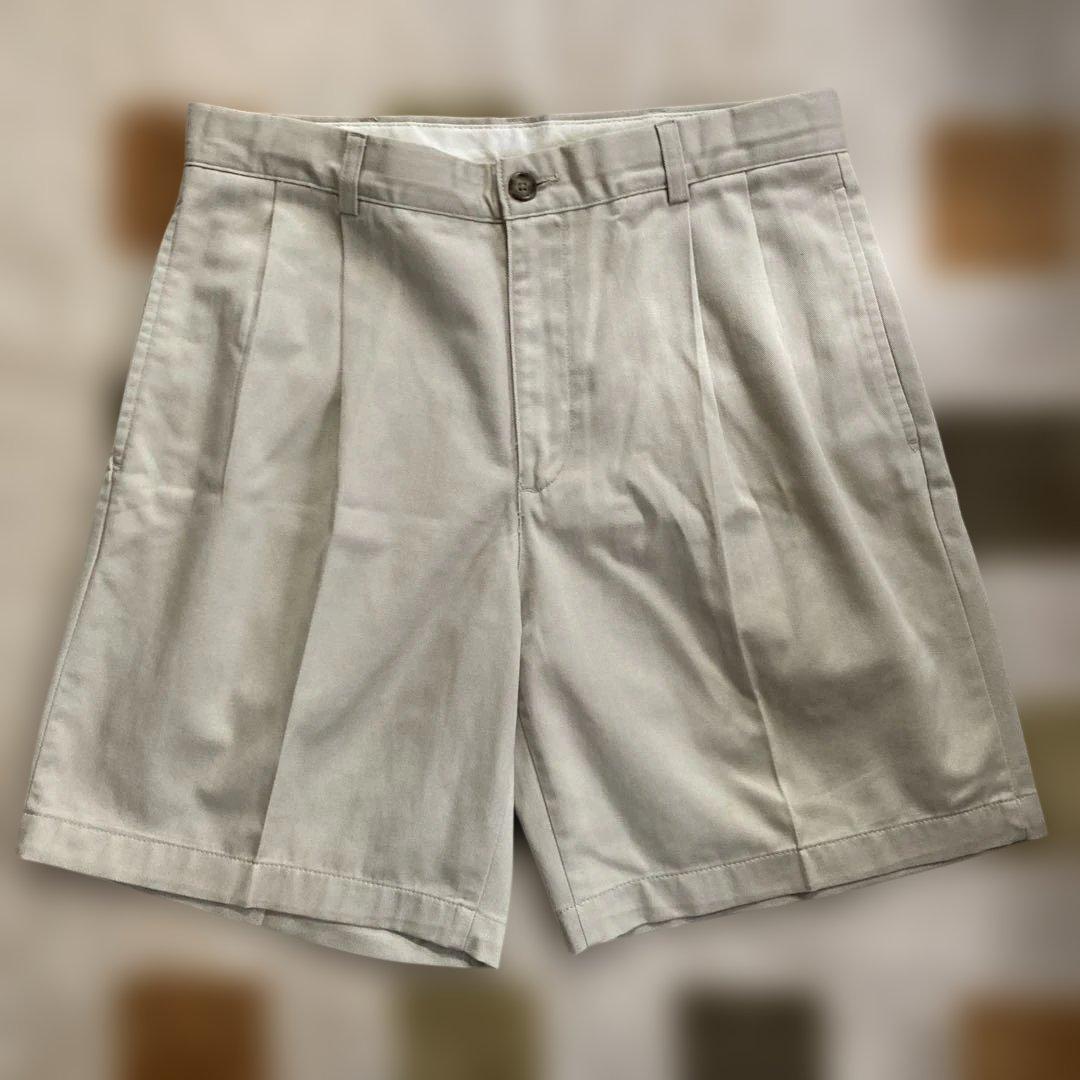 USA製　90s LANDS END 2タック　チノショートパンツ　W32