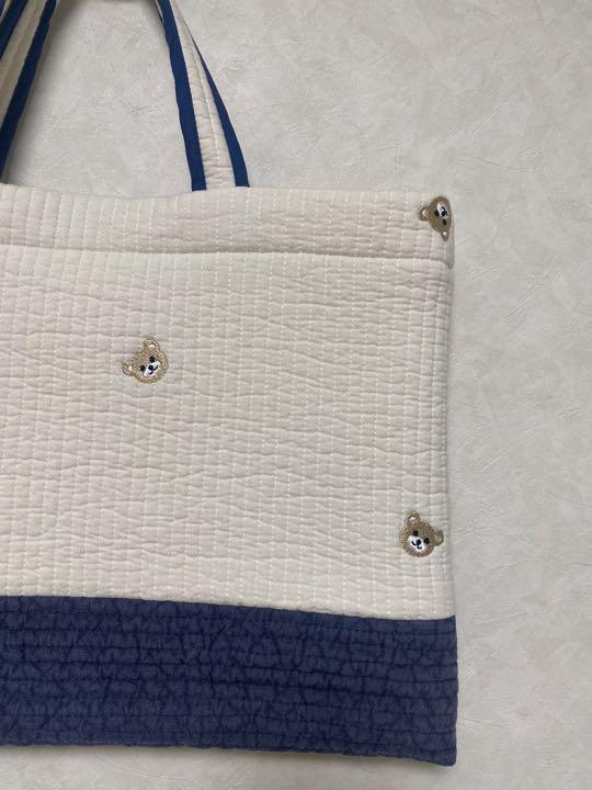 可愛いヌビバッグ くま ネイビー レッスンバッグ サブバッグ ハンドメイド 画像4