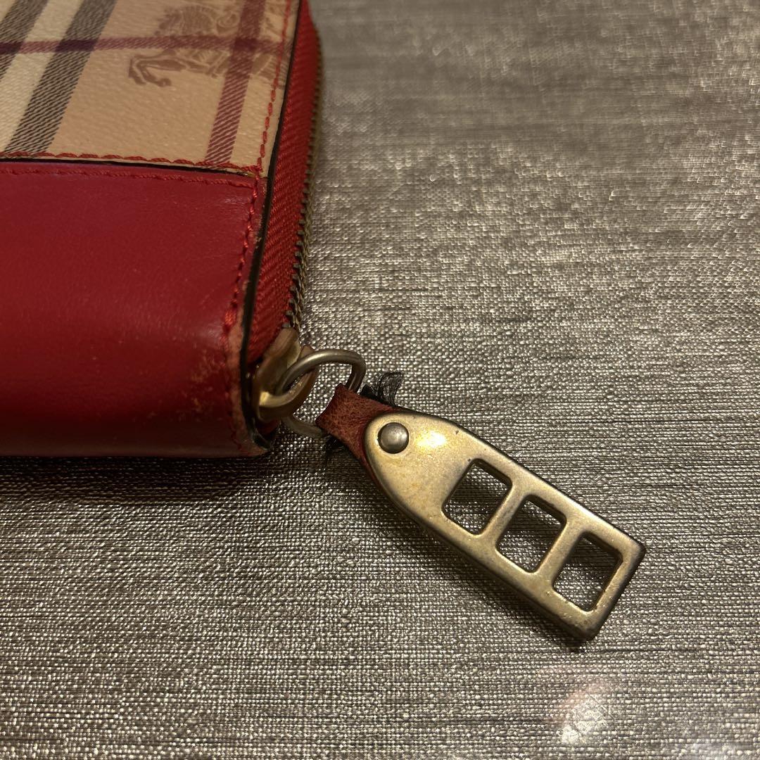 BURBERRY 長財布 ベージュ/赤