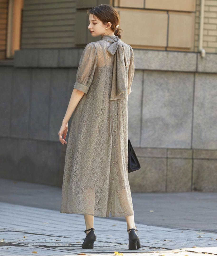 ★新品★ボ・ドレ　インナー付きバックリボンレースドレス　結婚式　パーティー