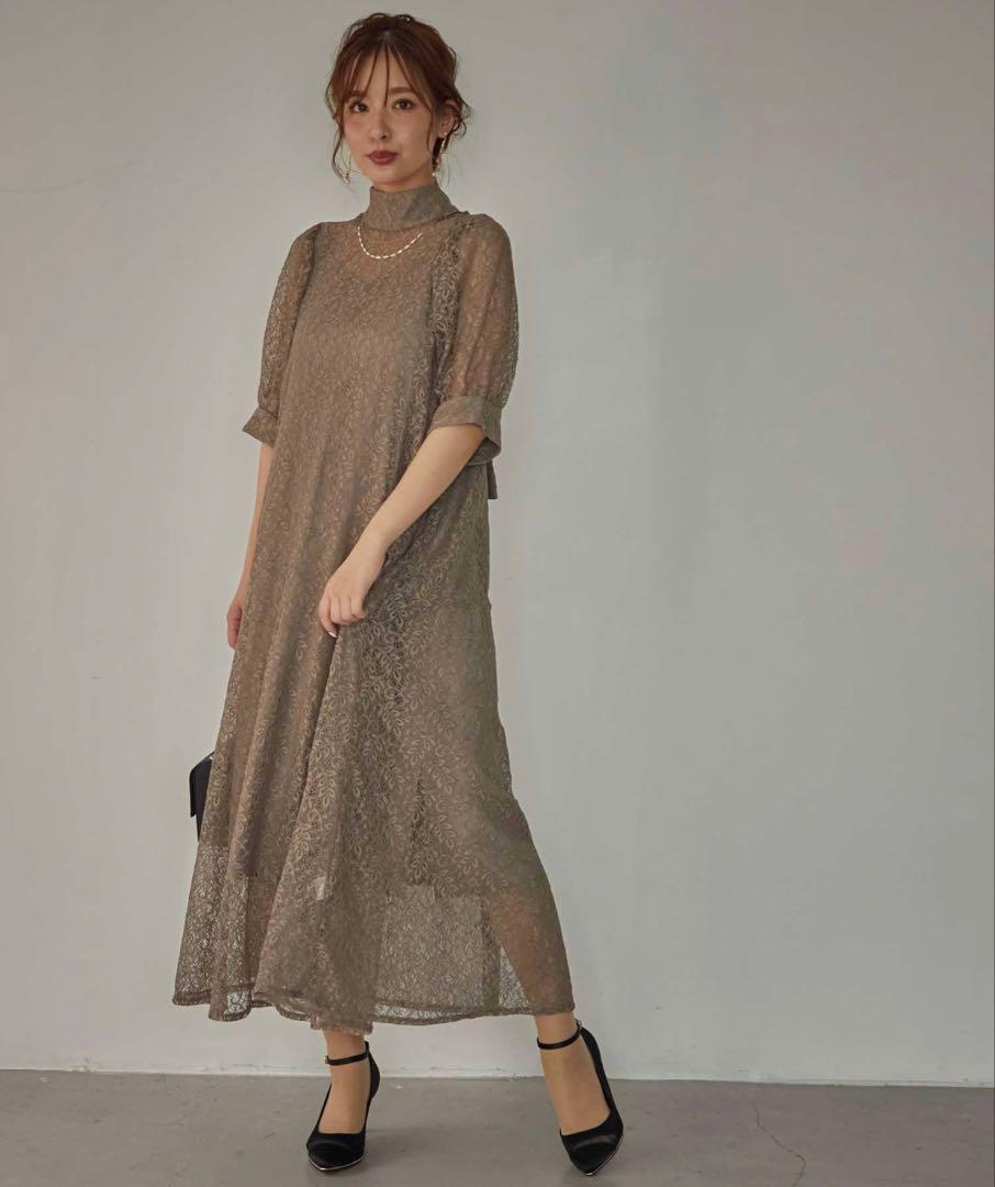 ★新品★ボ・ドレ　インナー付きバックリボンレースドレス　結婚式　パーティー