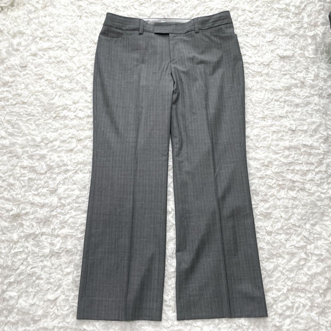 【美品】23区　大きいサイズ48 パンツスーツ　セットアップ　グレー　ストライプ