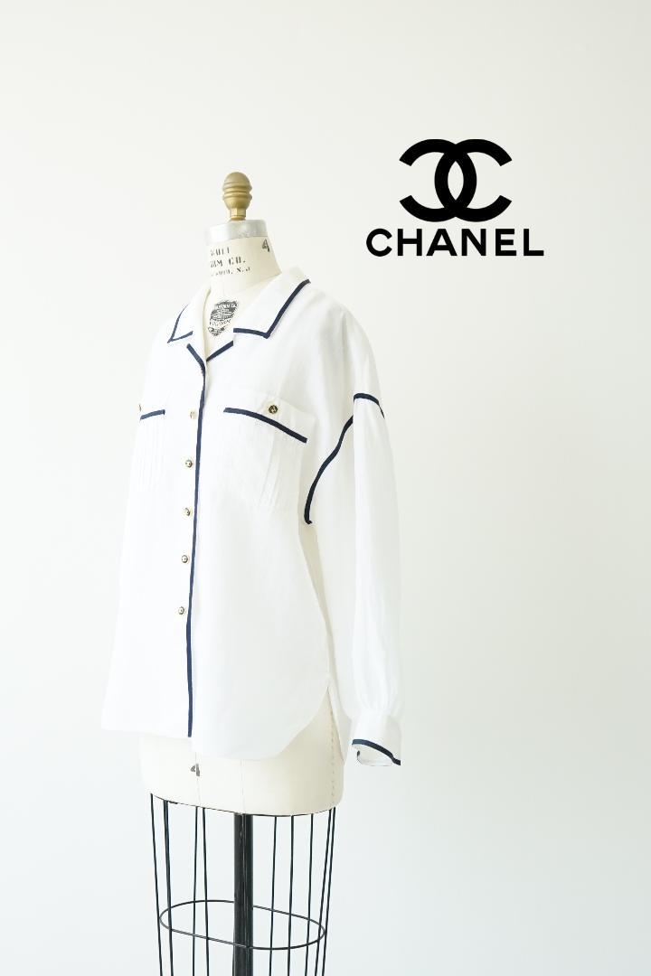 CHANEL シャネル 金ボタン パイピング シャツ