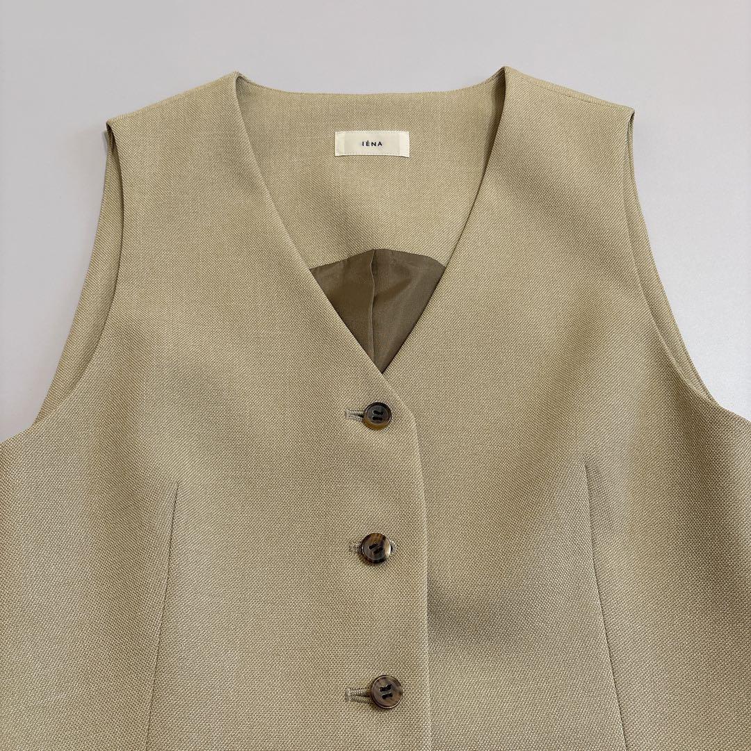 《美品》IENA イエナ シャークツイードジレ ベージュ 38 ウォッシャブル