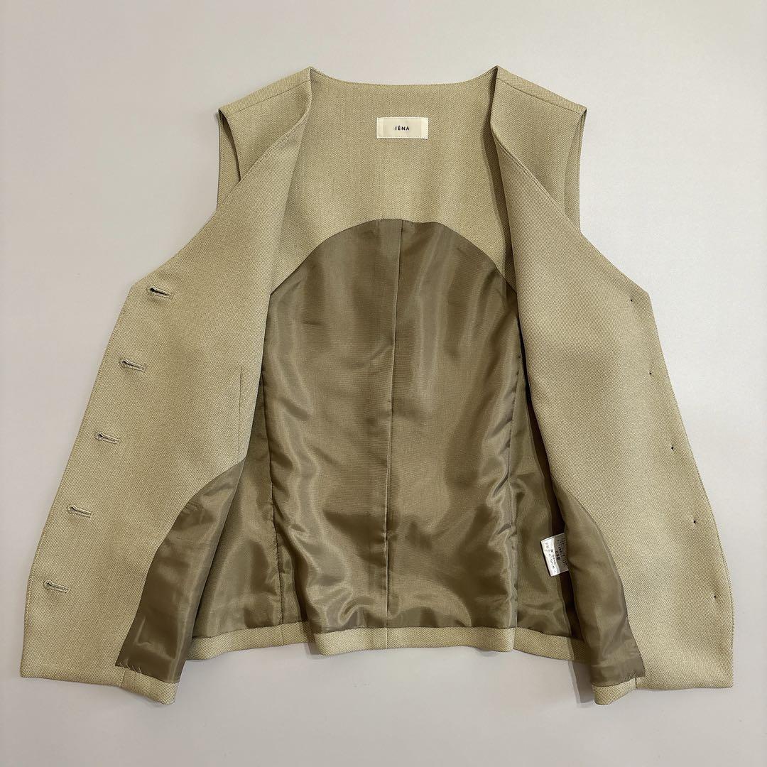 《美品》IENA イエナ シャークツイードジレ ベージュ 38 ウォッシャブル