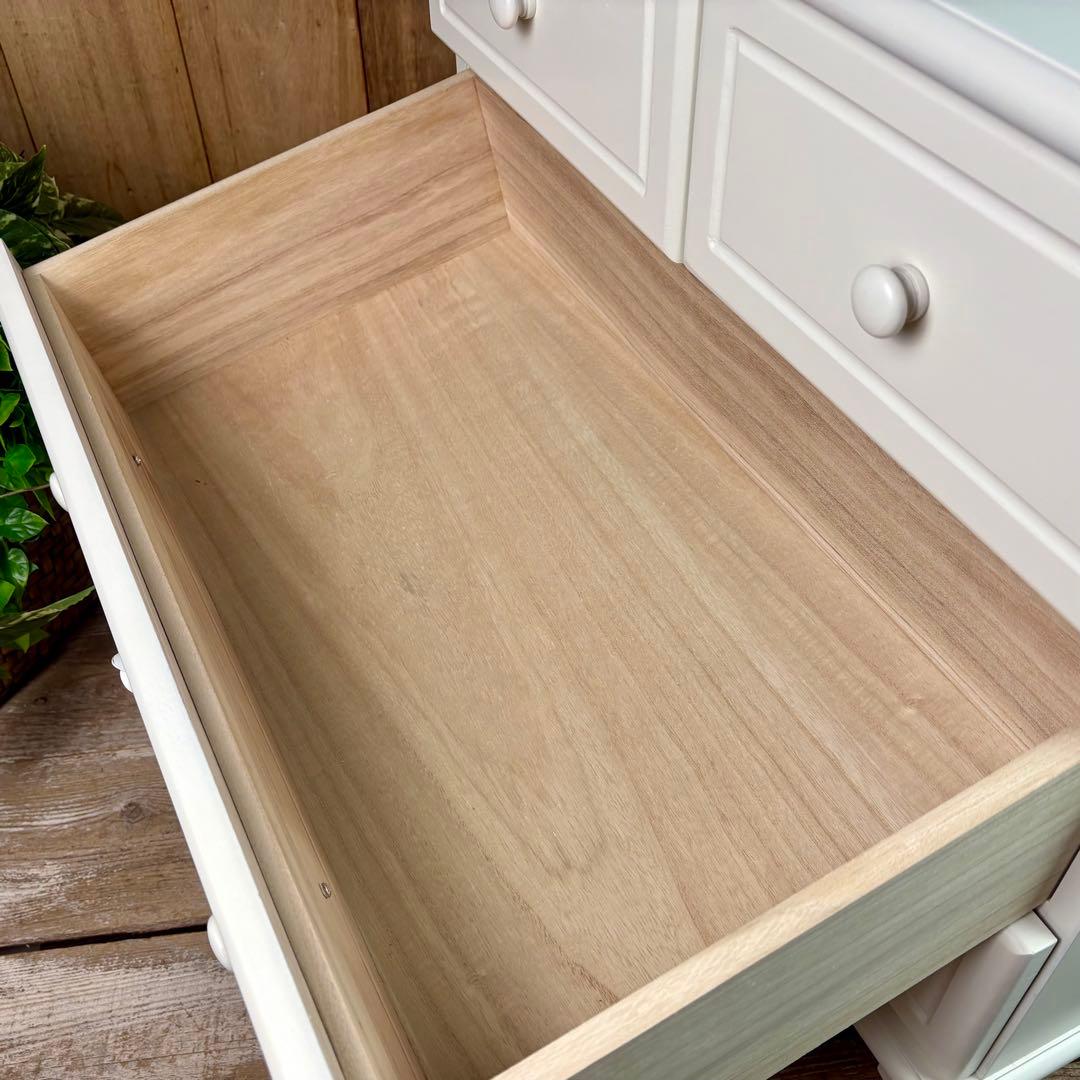 フレンチカントリー北欧調ホワイトチェスト三段四つ引き木製洋タンス