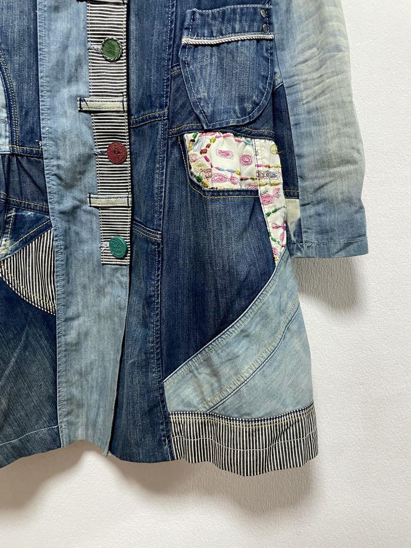 入園入学祝い Desigual デニムコート y2k 平成ギャル 刺繍ビーズ パッチワック ジャケット・アウター