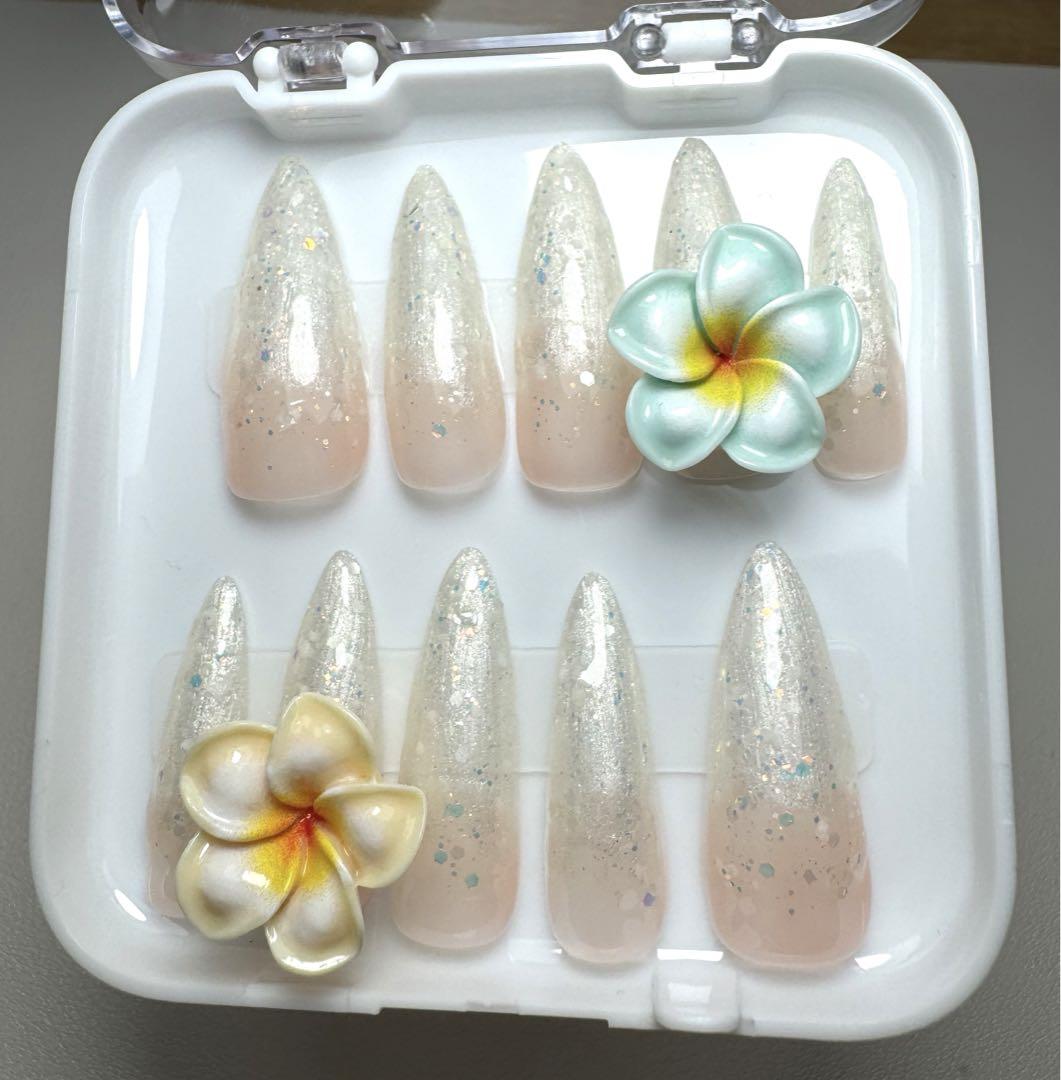 フラワー装飾付きネイルチップ フラワー装飾付きネイルチップ 現品 ネイル - メルカリ