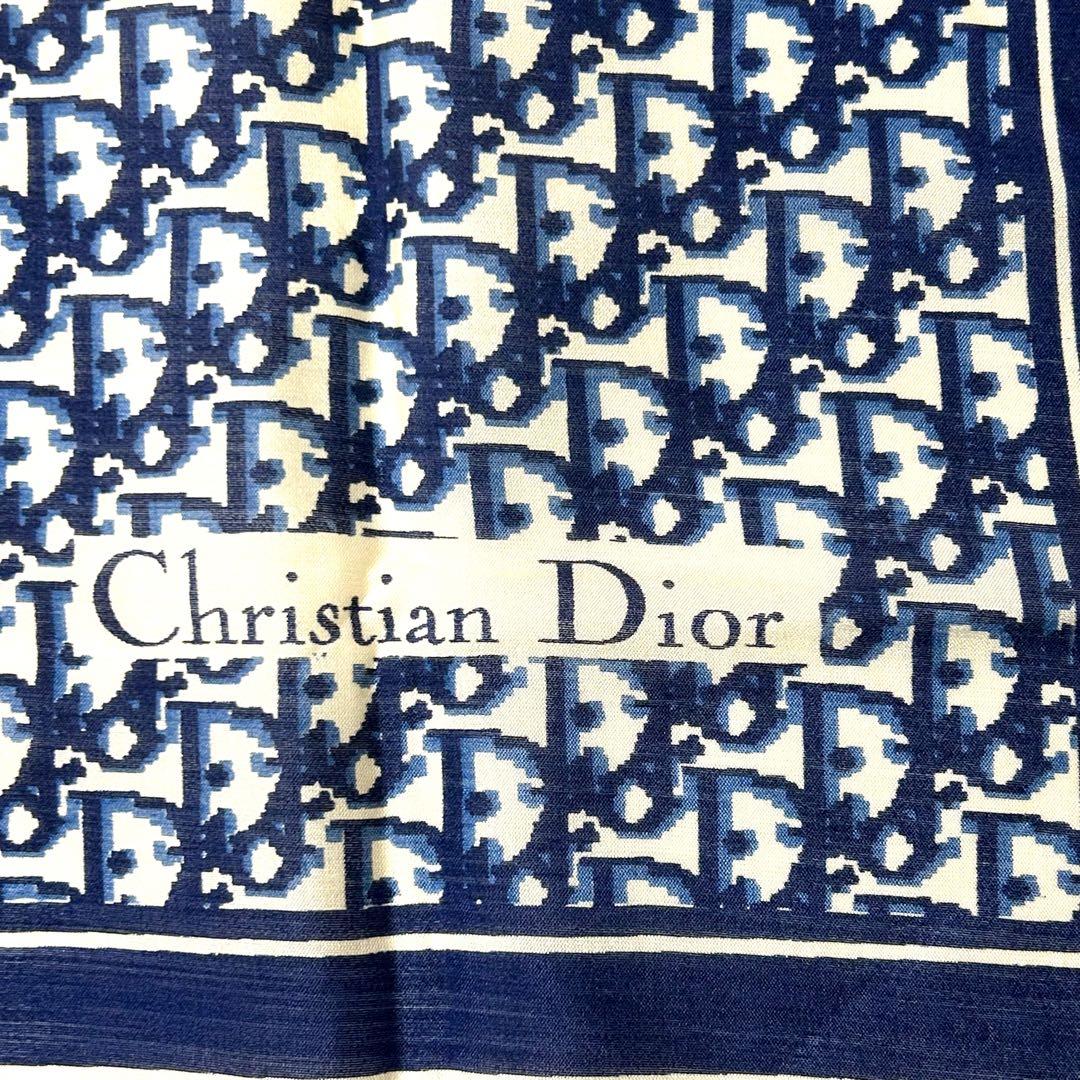 kuuuu⭐︎ Dior シルク　57cm スカーフ　ネイビー