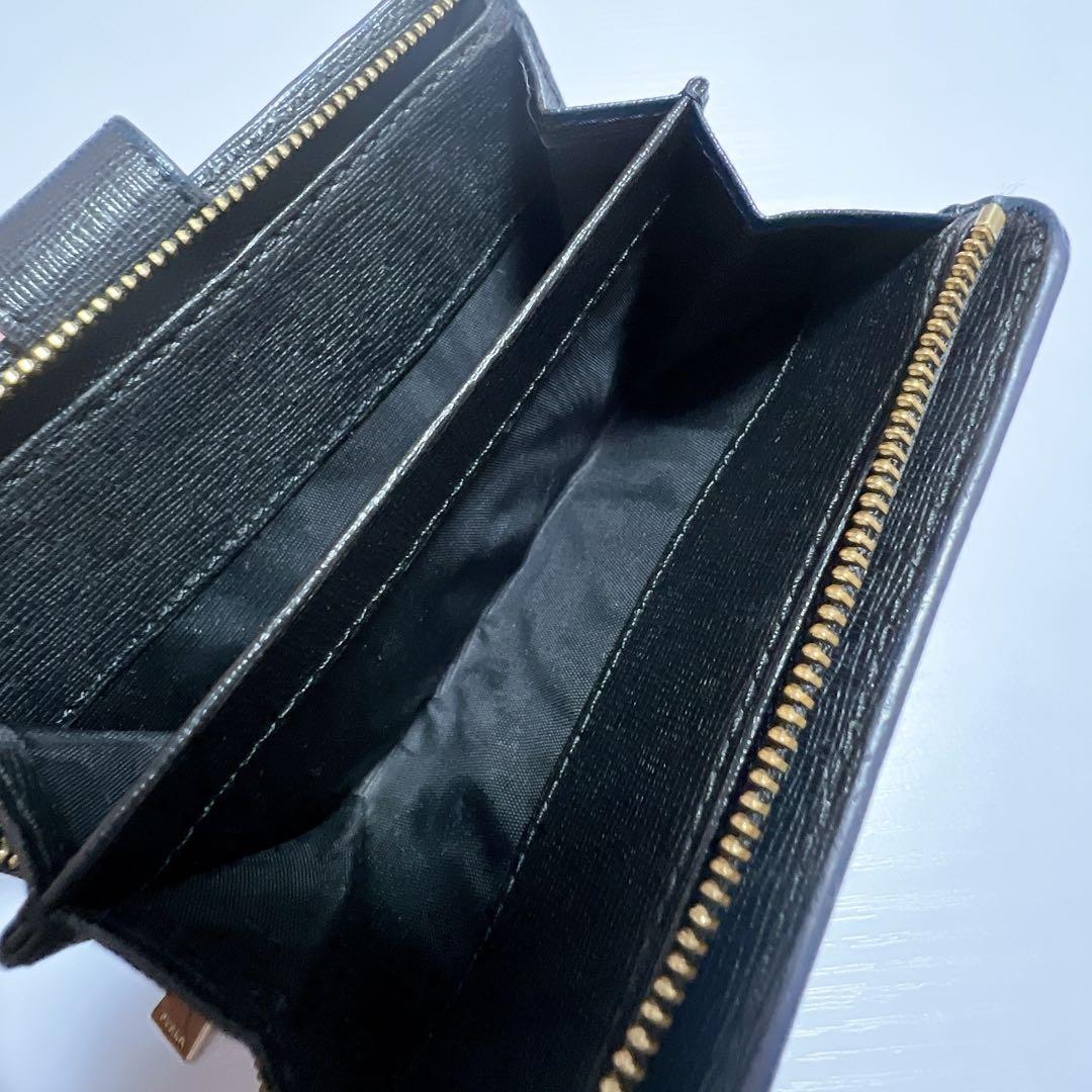 FURLA フルラ 二つ折り 財布 ブラック ゴールド金具 - メルカリ
