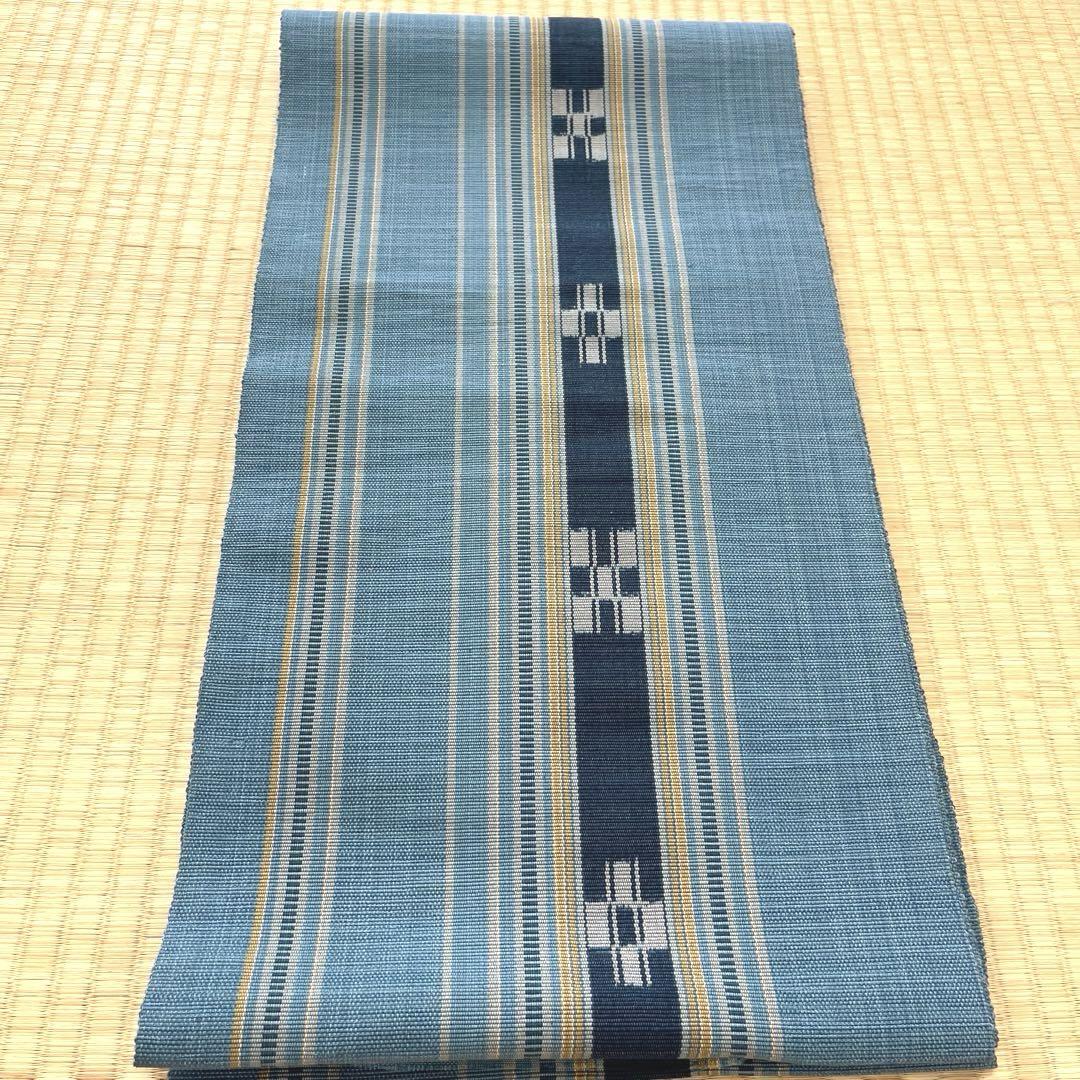 八重山みんさー織 名古屋帯 手織り(未使用品)