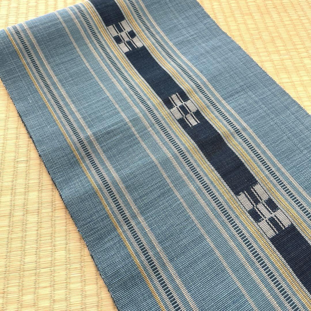八重山みんさー織 名古屋帯 手織り(未使用品)