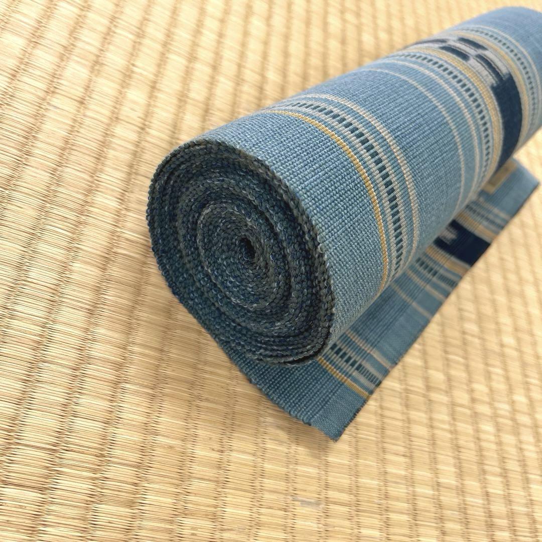 八重山みんさー織 名古屋帯 手織り(未使用品)