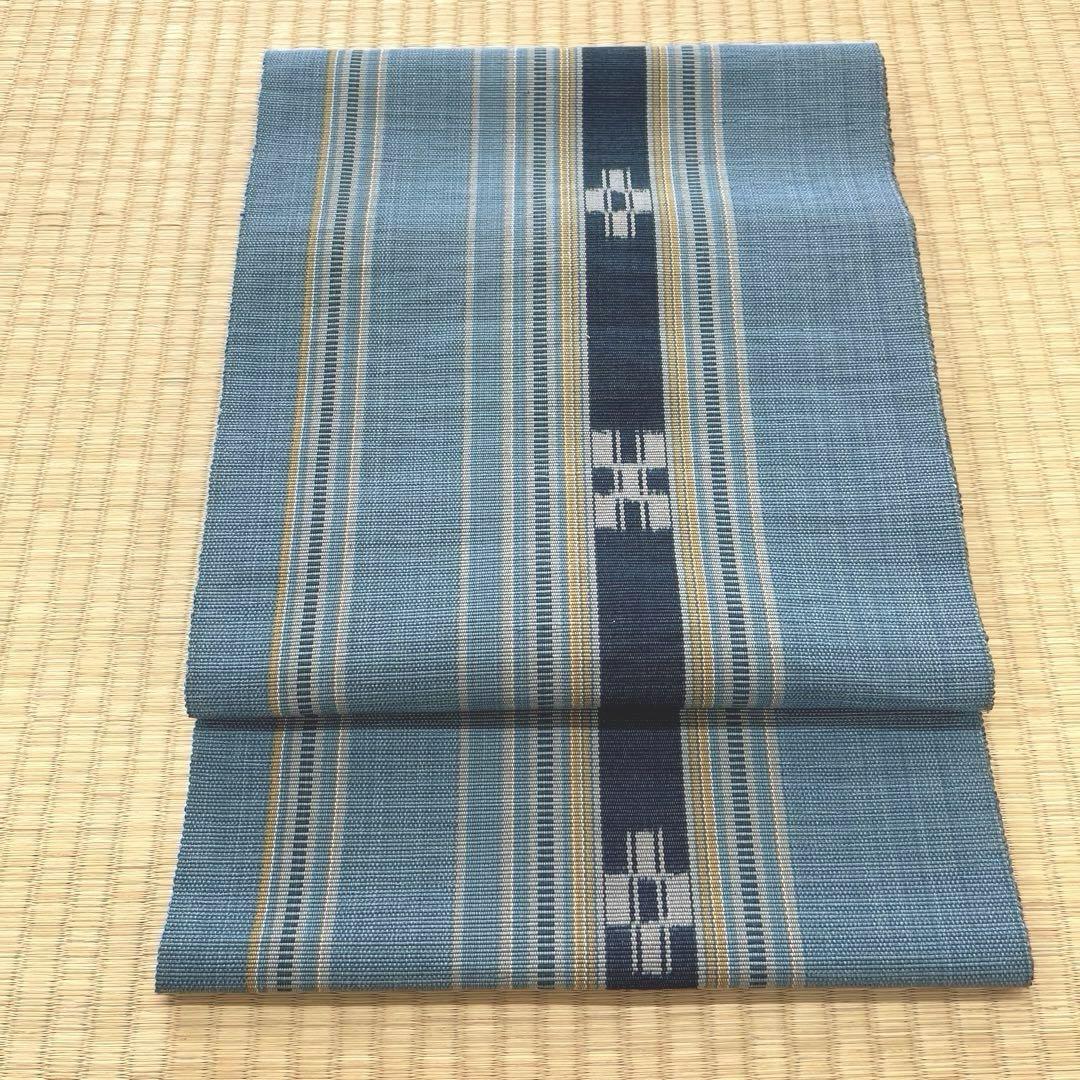 八重山みんさー織 名古屋帯 手織り(未使用品)
