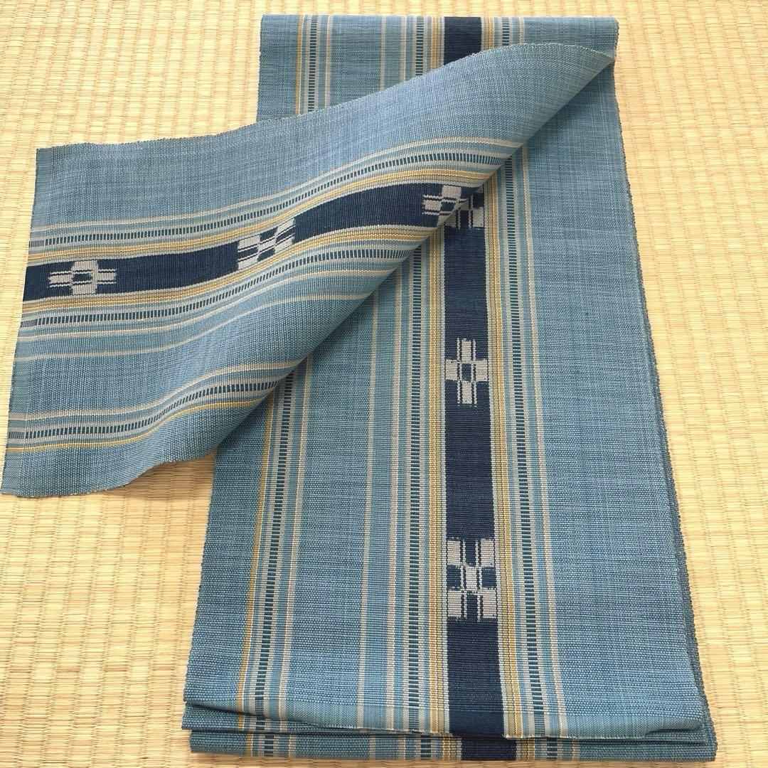 八重山みんさー織 名古屋帯 手織り(未使用品)