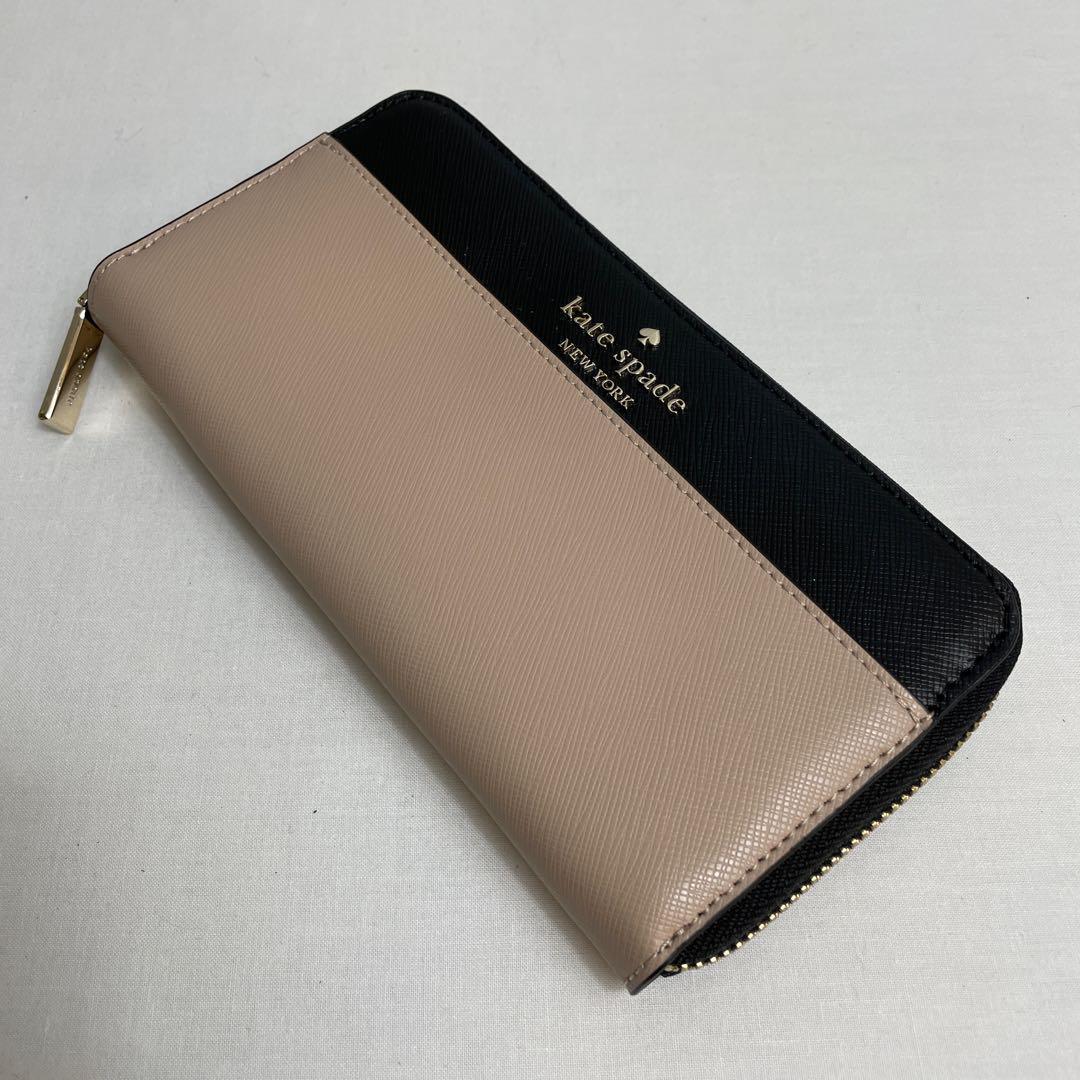 【新品】ケイトスペードkate spade 長財布バイカラー黒ベージュ　ジッピー