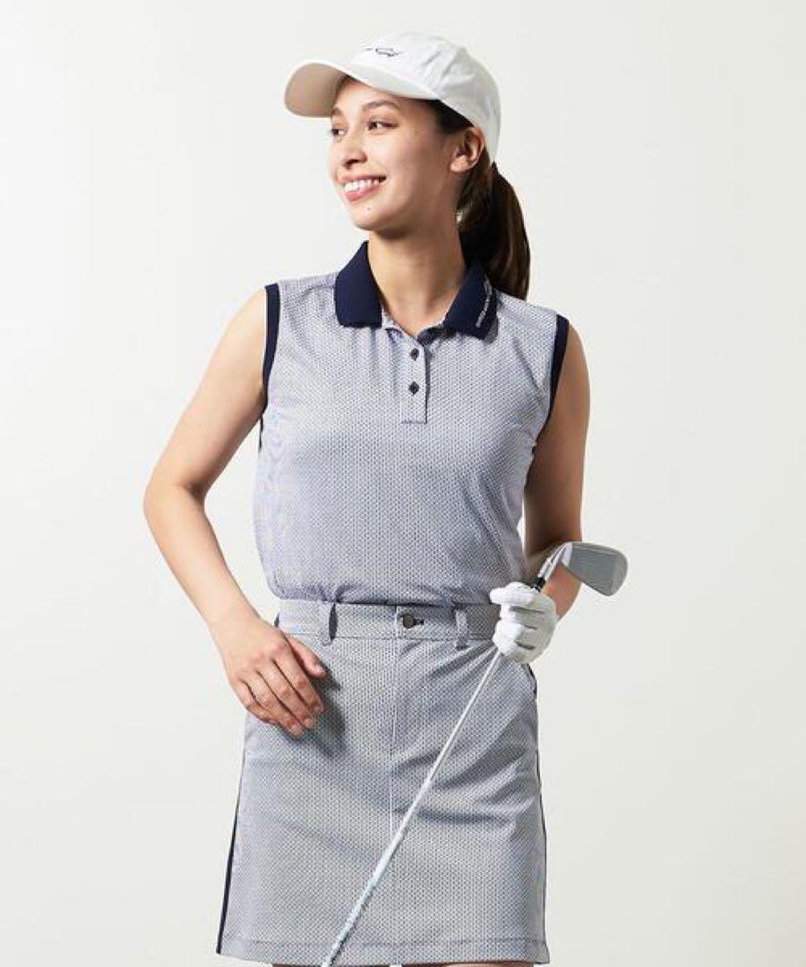 UNITED ARROWS GOLF ノースリーブ ポロシャツ　総柄