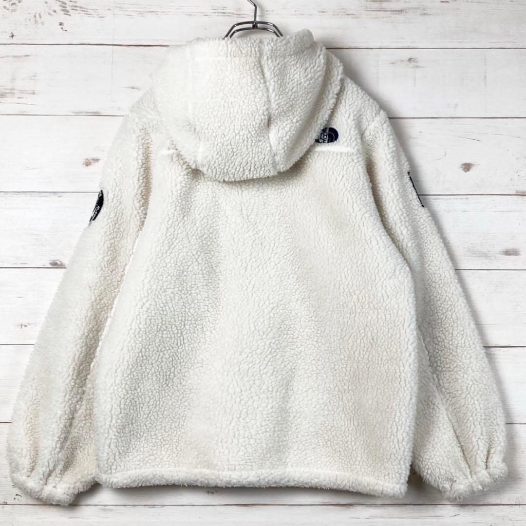 ノースフェイス フリースジャケット 厚手ボア ロゴワッペン刺繡 白 160 ノースフェイス フリースジャケット 厚手ボア ロゴワッペン刺繡 白 160