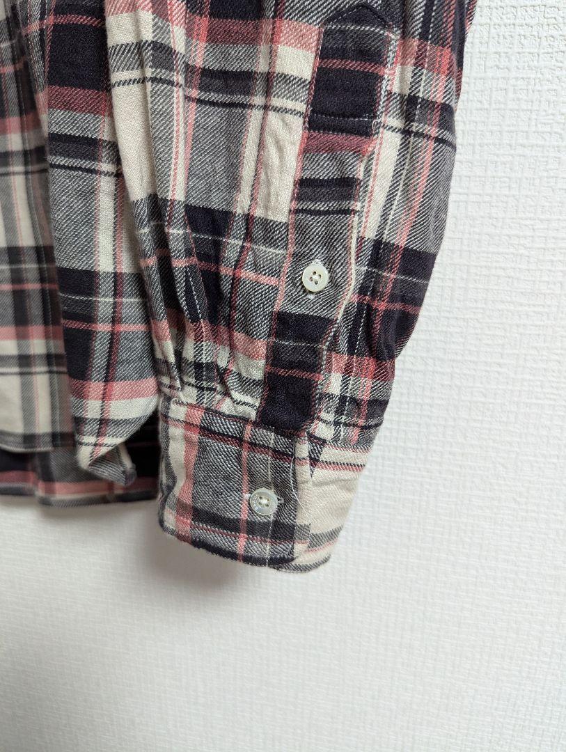 美品　BEAMS+　シャツ　コットンリネン　ツイル　ボタンダウン　チェック