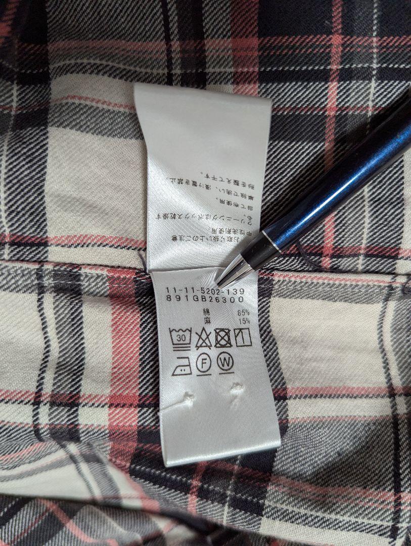 美品　BEAMS+　シャツ　コットンリネン　ツイル　ボタンダウン　チェック