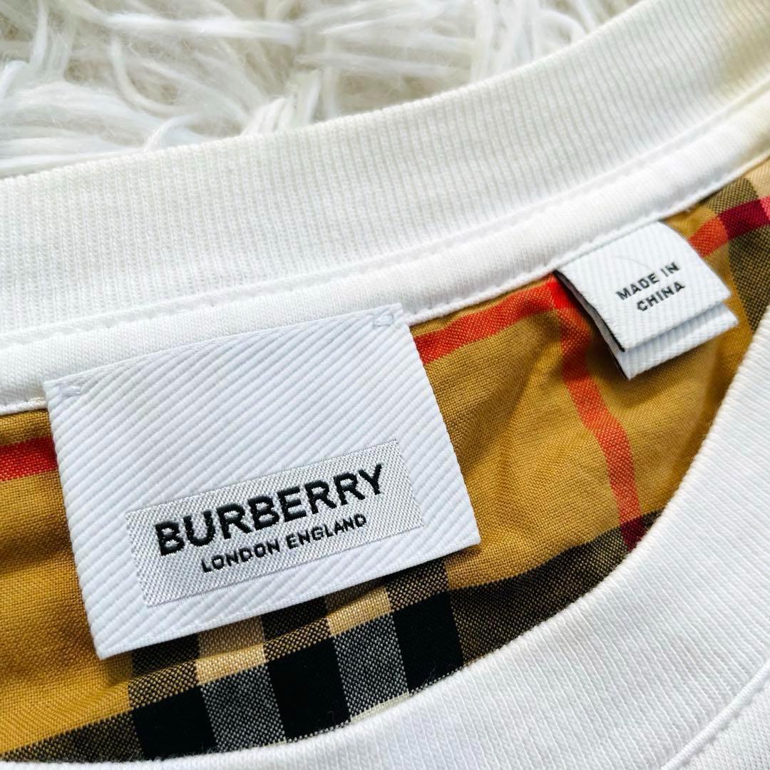 バーバリー トップス Tシャツ ノバチェック 98 キッズ 白 現行タグ
