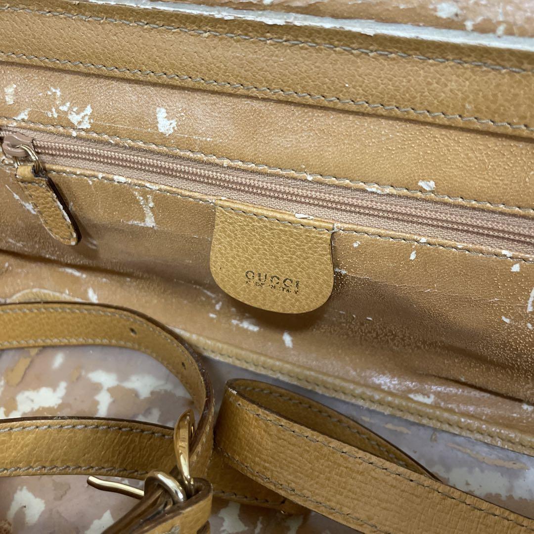 GUCCI バニティバッグ バンブー ライトブラウン レザー