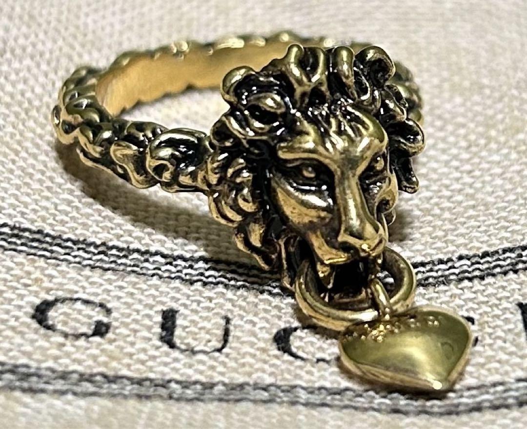 新品 未使用 GUCCI グッチ ライオンヘッド＆ハート リング 指輪 S