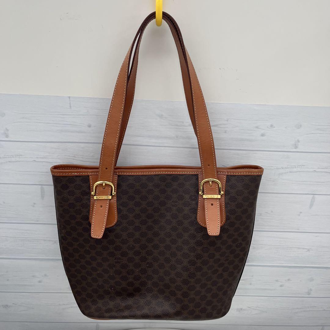 鑑定済] CELINE トートバッグ マカダム柄 バケツ型 肩掛け PVC
