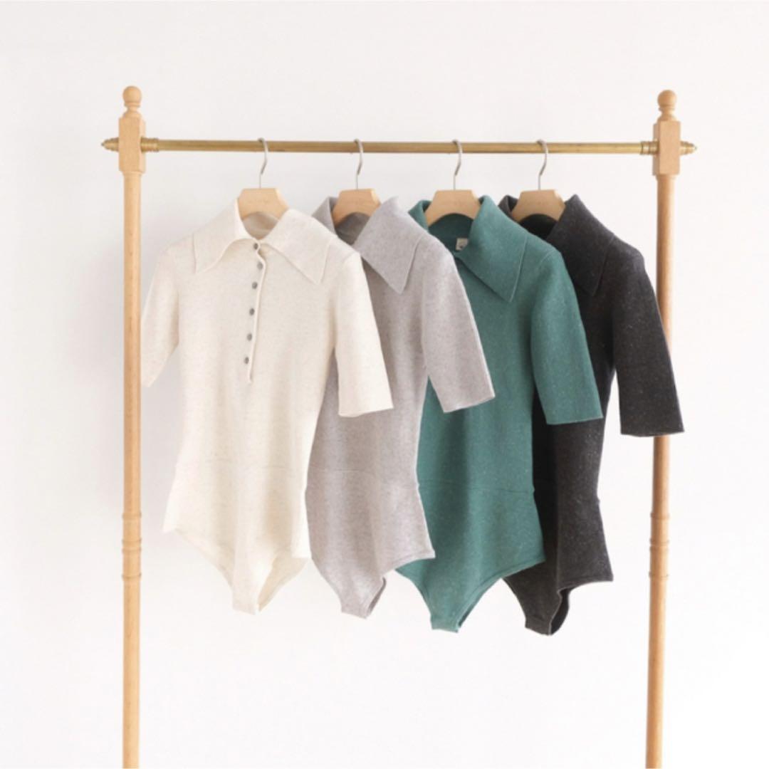SeaRoomlynn - リネンコンビbig collar HALF BODY スーツ　グリーン　緑 SeaRoomlynn - リネンコンビbig collar HALF BODY スーツ