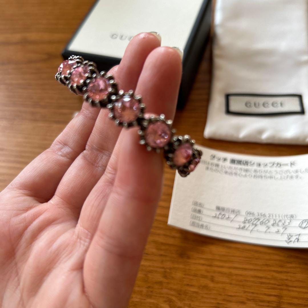 GUCCI ピンクストーン バングルクリスタル付きカフブレスレットピンク GUCCI ピンクストーン バングルクリスタル付きカフブレスレットピンク