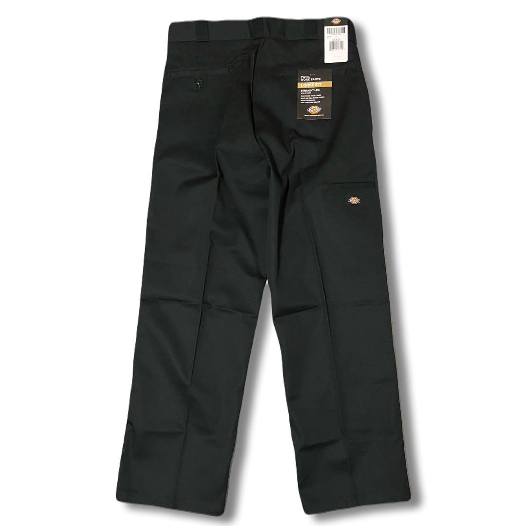 新品 33x32 ブラック DICKIES ダブルニー LOOSE FIT