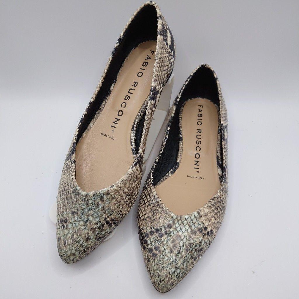 ファビオルスコーニ パンプス ローヒール ポインテッドトゥ パイソン 25.5