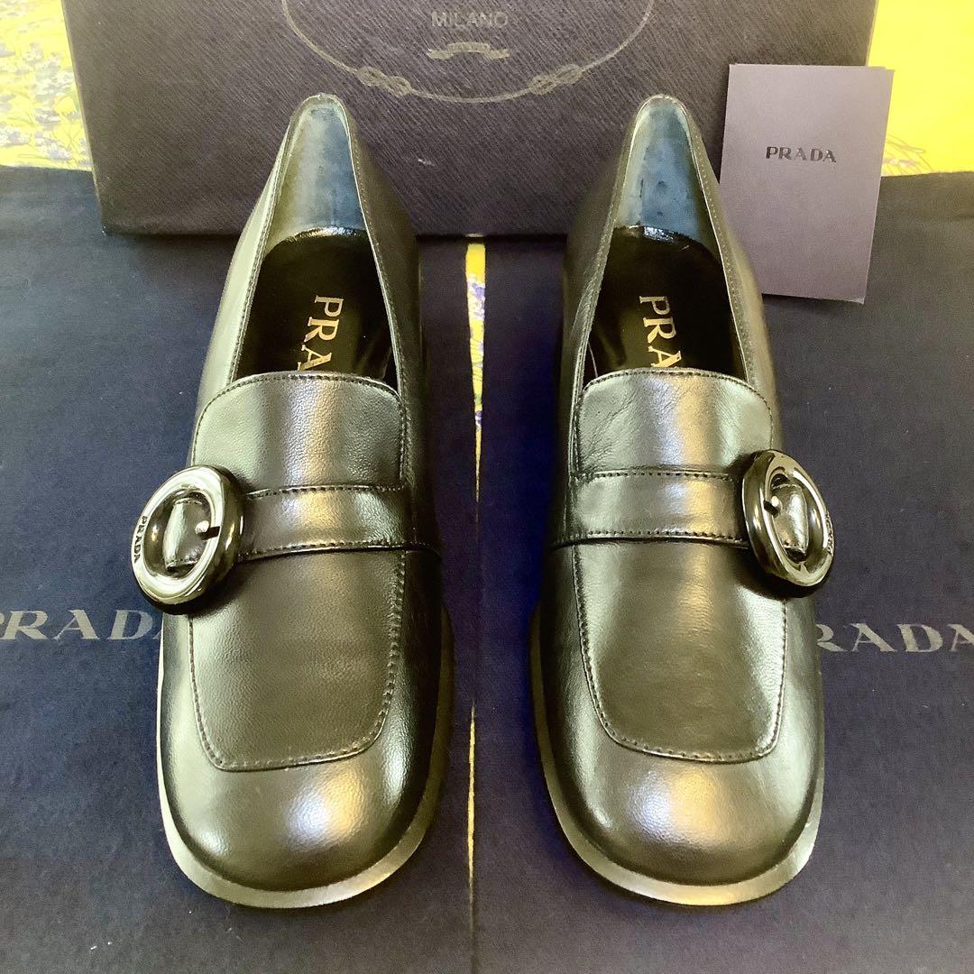 試着のみ新品! プラダ ロゴ刻印バックル 最上級カーフ 22.5㎝
