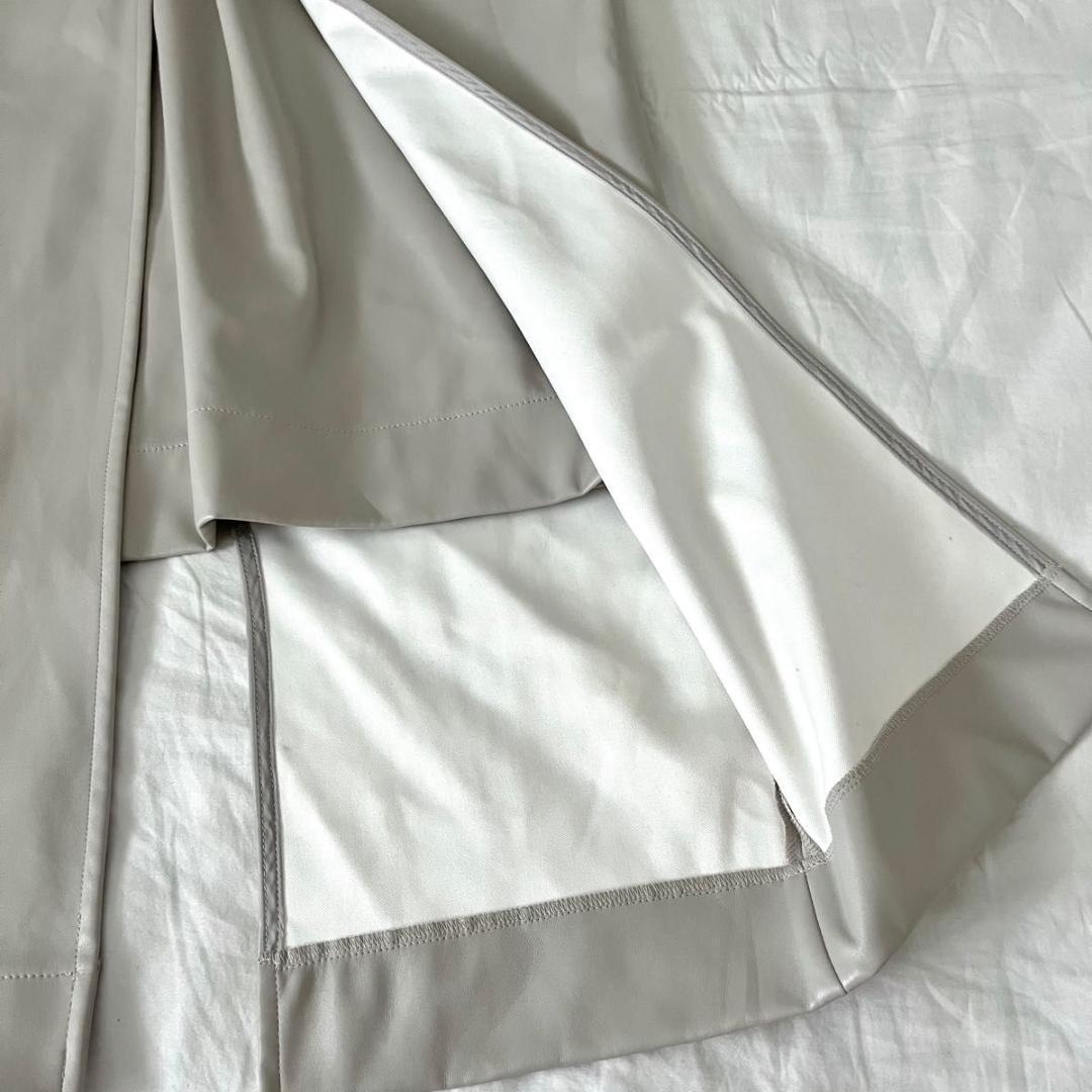 UN3D. フェイクレザーレイヤードロングスカート ベージュ アンスリード