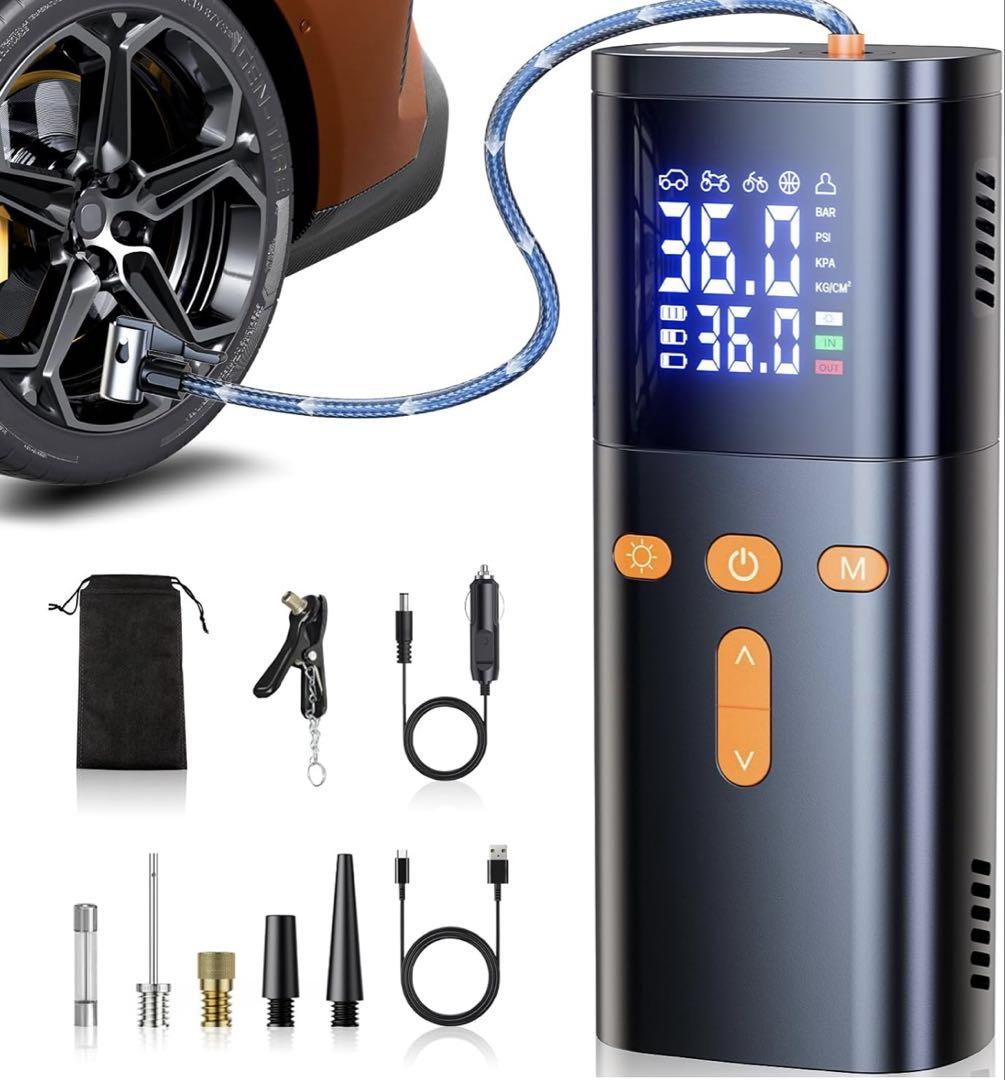 Philoent 自転車 空気入れ 電動空気入れ 車 7800mAh 8005